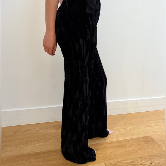 BETSEY JOHNSON BLACK CRUSHED VELVET WIDE LEG HIGH WAIST PANTS-2 - Picture 7 of 17
